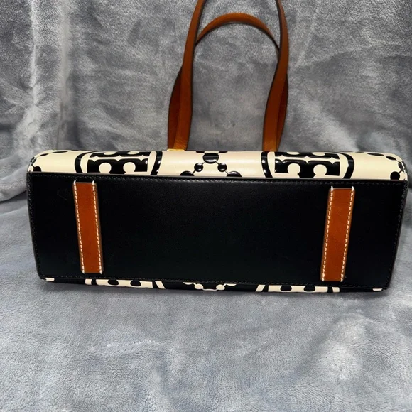 Tory Burch Black and White T Monogram Tote - Picture 8 of 8